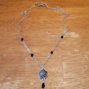 Elegant Silver and Black Necklace
